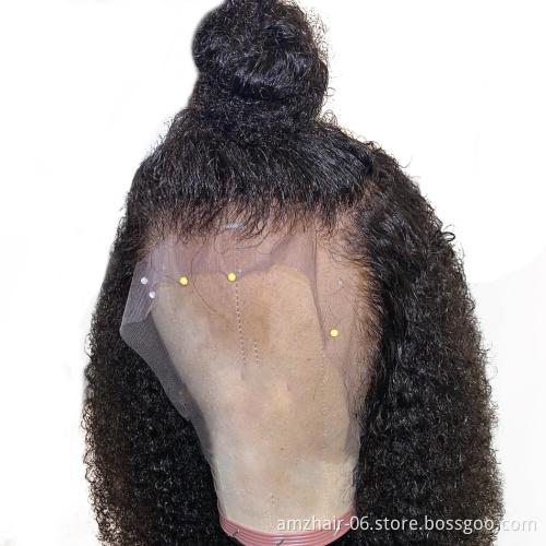 Cheap Afro Kinky Curly Glueless Lace Frontal Wig Raw Peruvian Natural Virgin Human Hair Hd Full Lace Front Wig For Black Women